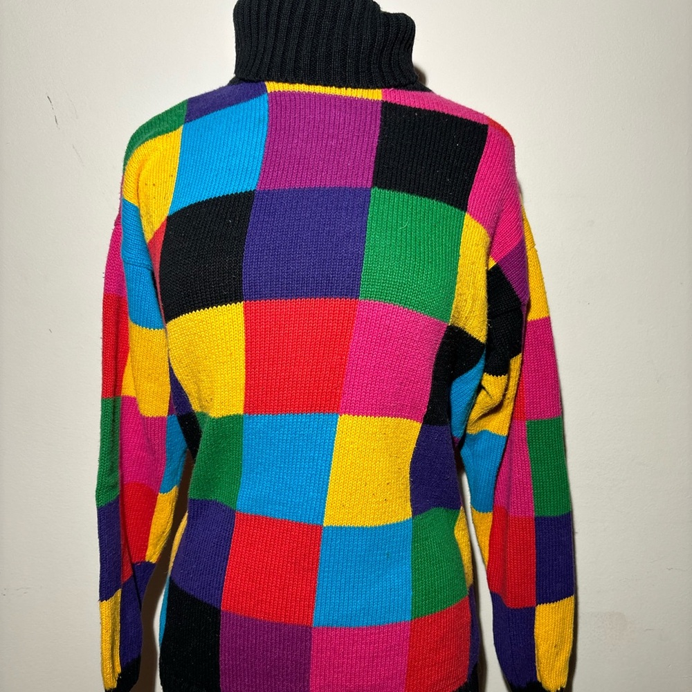 Rafaella Multicolor Patchwork Turtleneck Sweater - image 3